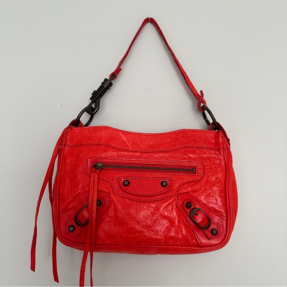 Vtg Balenciaga Motocross Classic Hip Pochette Shoulder Bag in Vibrant Red RARE